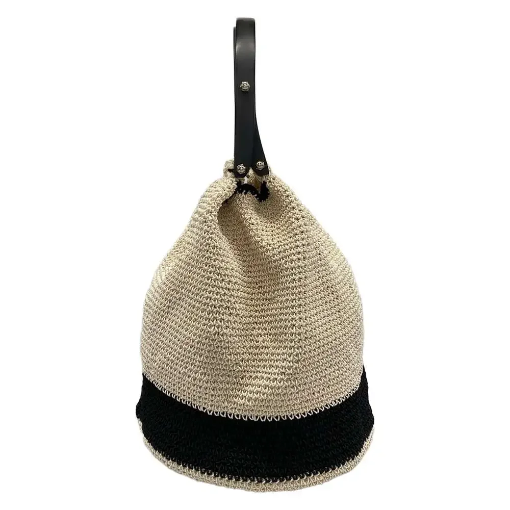 Chanel Handbag Cream Black Cotton Plastic
